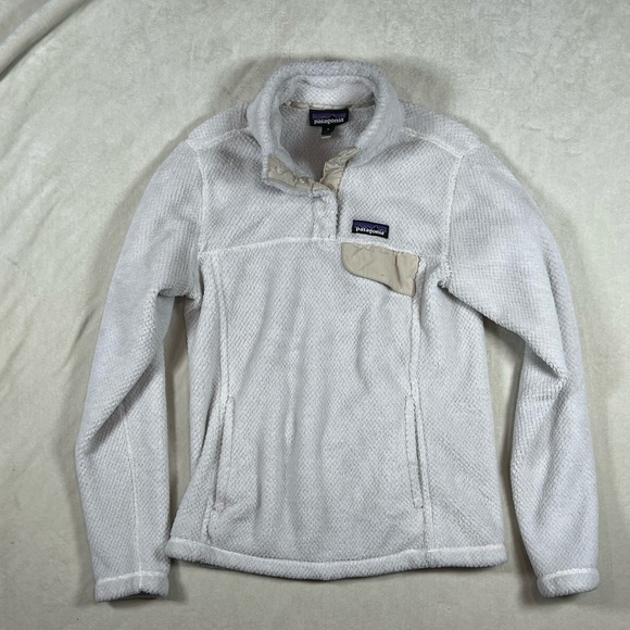 Patagonia Women's Size Small Cream Synchilla Button Snap Sherpa Fleece Pullover - Picture 2 of 8